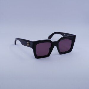 Off-White OERI13I JACKSON 1028 Sunglasses Black Square Frame, Burgundy Lenses